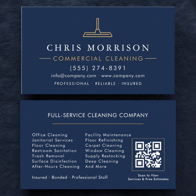 Tarjeta De Visita Código QR de limpieza comercial profesional (Subido por el creador)