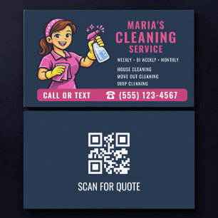 Tarjeta De Visita Código QR de limpieza de casa de empleada doméstic