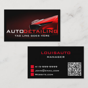 Tarjeta De Visita Código qr de limpieza de coches rojos modernos de 