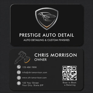 Tarjeta De Visita Código QR de limpieza de detalles de automóvil de