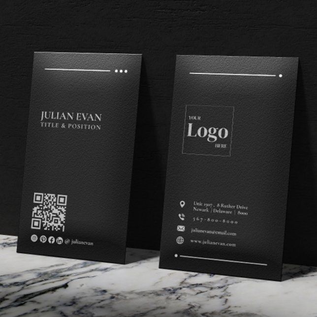Tarjeta De Visita Código QR de LinkedIn para profesionales negros mo (Subido por el creador)