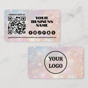 Tarjeta De Visita Código QR de llamarada de luz rosa pastel moderno