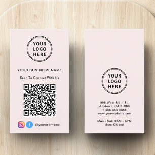 Tarjeta De Visita Código QR de Logo de Redes Sociales Rosa