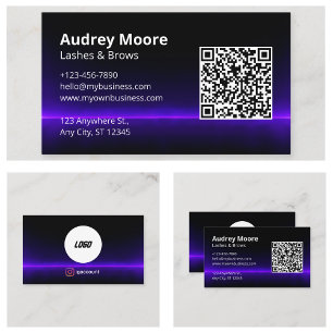 Tarjeta De Visita Código QR de Logo Elegant Eyelash