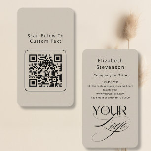Tarjeta De Visita Código QR de Logo Personalizado Elegante Profesion