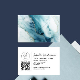 Tarjeta De Visita Código QR de Logo Personalizado Foto Elegante Nego
