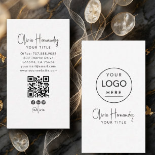 Tarjeta De Visita Código QR de logo redondo blanco personalizado par