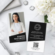 Código QR de Logo Vertical de Foto Negra