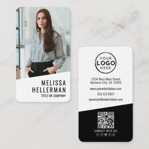 Tarjeta De Visita Código QR de Logo Vertical de Foto Profesional