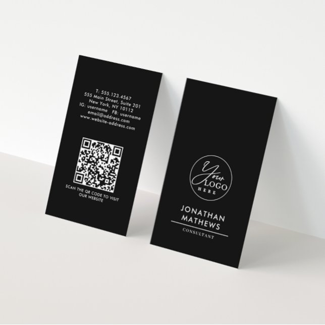 Tarjeta De Visita Código QR de logotipo blanco profesional (Subido por el creador)
