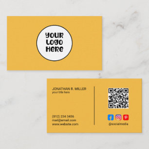 Tarjeta De Visita Código QR de Logotipo de Empresa en Redes Sociales