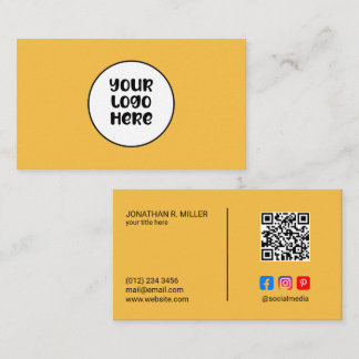Tarjeta De Visita Código QR de Logotipo de Empresa en Redes Sociales