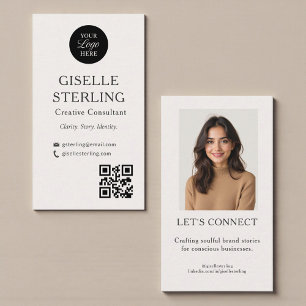 Tarjeta De Visita Código QR de logotipo de foto moderno limpio