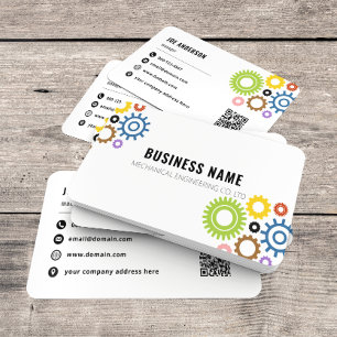 Tarjeta De Visita Código QR de logotipo mecánico moderno