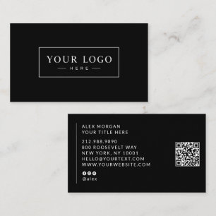 Tarjeta De Visita Código QR de logotipo moderno profesional negro