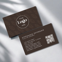 Tarjeta De Visita Código QR de logotipo personalizado botánico minim