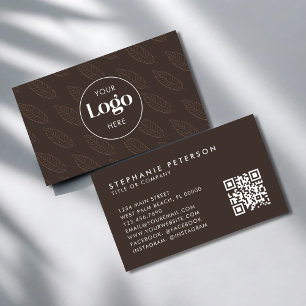 Tarjeta De Visita Código QR de logotipo personalizado botánico minim