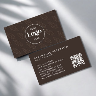 Tarjeta De Visita Código QR de logotipo personalizado botánico minim