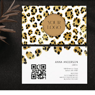 Tarjeta De Visita Código QR de logotipo personalizado Leopardo Guepa