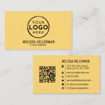Código QR de Logotipo Profesional Amarillo Minimal