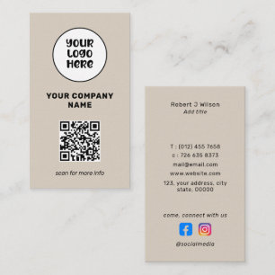Tarjeta De Visita Código QR de Logotipo Profesional Mínimo para Rede