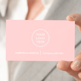 Tarjeta De Visita Código QR de Logotipo Simple Mínimo Rosa Rubor
