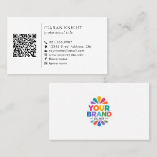 Tarjeta De Visita Código QR de logotipo simple profesional