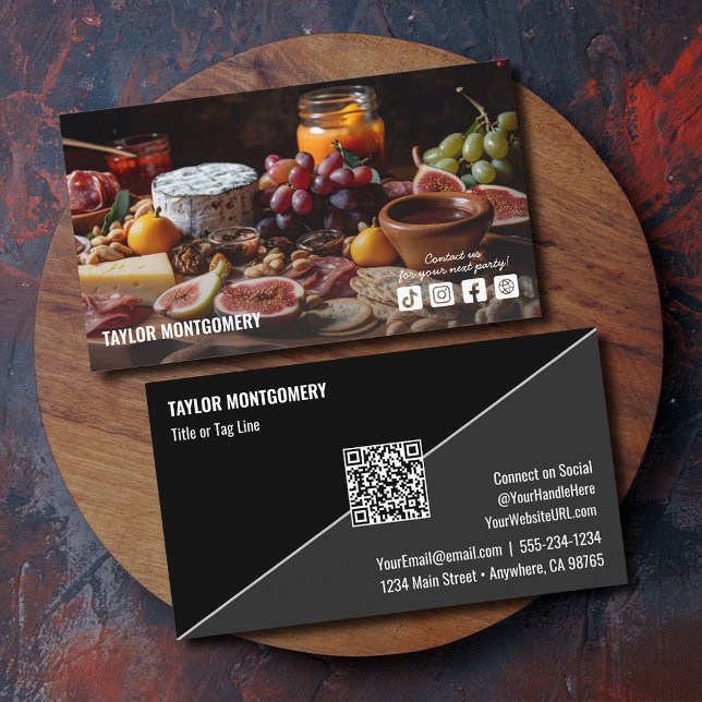 Tarjeta De Visita Código QR de los medios sociales de restauración (Catering Social Media QR Code Business Cards)