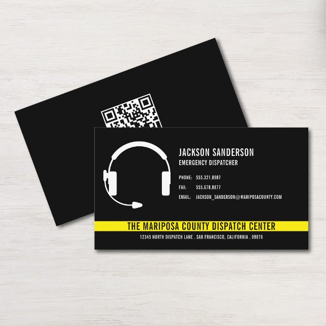 Tarjeta De Visita Código QR de los servicios de emergencia de Dispat (Custom Dispatcher Emergency Services QR Code Business Card)