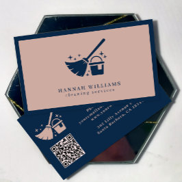 Tarjeta De Visita Código QR de los Servicios de Limpieza Rosada Nava