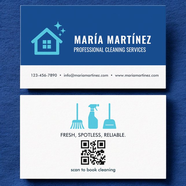 Tarjeta De Visita Código QR de los servicios modernos de limpieza de (Subido por el creador)