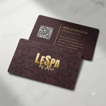 Código QR de lujo floral spa Borgoña Oro