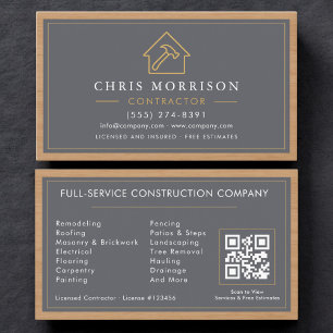 Tarjeta De Visita Código QR de madera de construcción de edificios m
