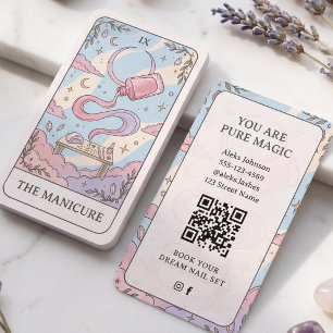 Tarjeta De Visita Código QR de manicura rosa celestial