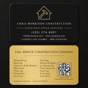 Tarjeta De Visita Código QR de Mano de Obra Código Metálico Dorado