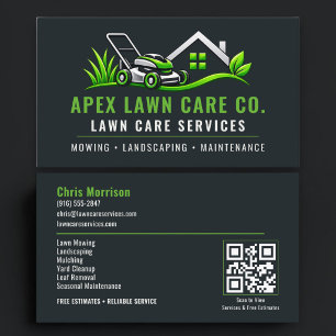 Tarjeta De Visita Código QR de mantenimiento de cuidado de césped Pr
