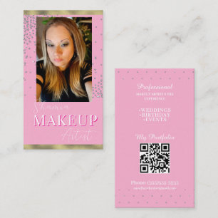 Tarjeta De Visita Código QR de maquillaje profesional para cabello c