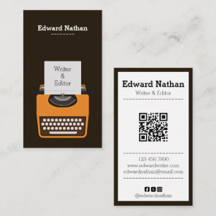 Tarjeta De Visita Código qr de máquina de escribir profesional retro