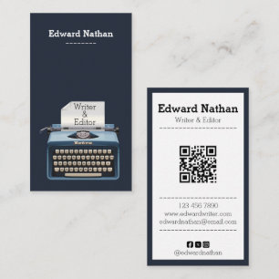 Tarjeta De Visita Código qr de máquina de escribir profesional retro