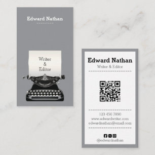 Tarjeta De Visita Código qr de máquina de escribir profesional retro