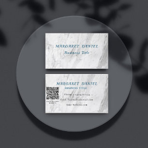Tarjeta De Visita Código QR de mármol blanco azul cielo