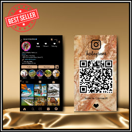 Tarjeta De Visita Código QR de Mármol de LUXURY de Instagram