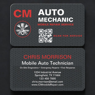 Tarjeta De Visita Código QR de Mecánico Automotriz Móvil