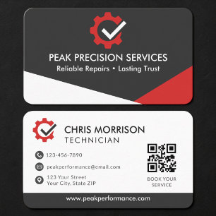 Tarjeta De Visita Código QR de Mecánico de Reparaciones Profesional