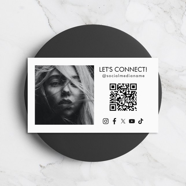 Tarjeta De Visita Código QR de medios sociales Añadir foto blanca (Subido por el creador)