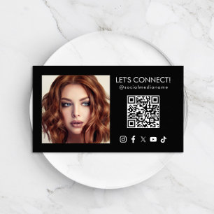 Tarjeta De Visita Código QR de medios sociales Añadir foto negra