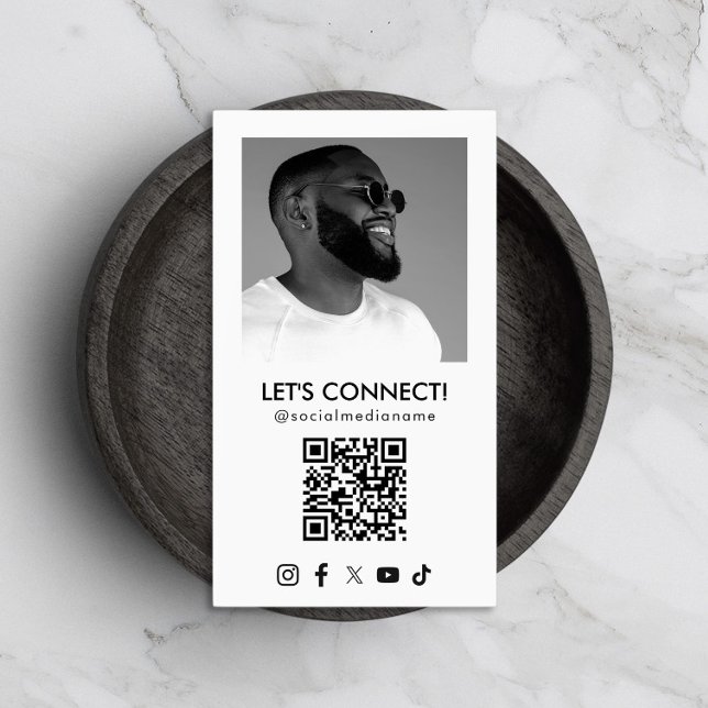Tarjeta De Visita Código QR de medios sociales Añadir foto vertical (Subido por el creador)