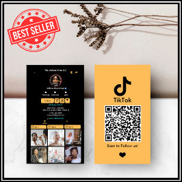 Tarjeta De Visita Código QR de medios sociales de Peach TikTok