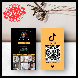 Tarjeta De Visita Código QR de medios sociales de Peach TikTok