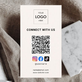 Tarjeta De Visita Código QR de medios sociales logotipo moderno Beig